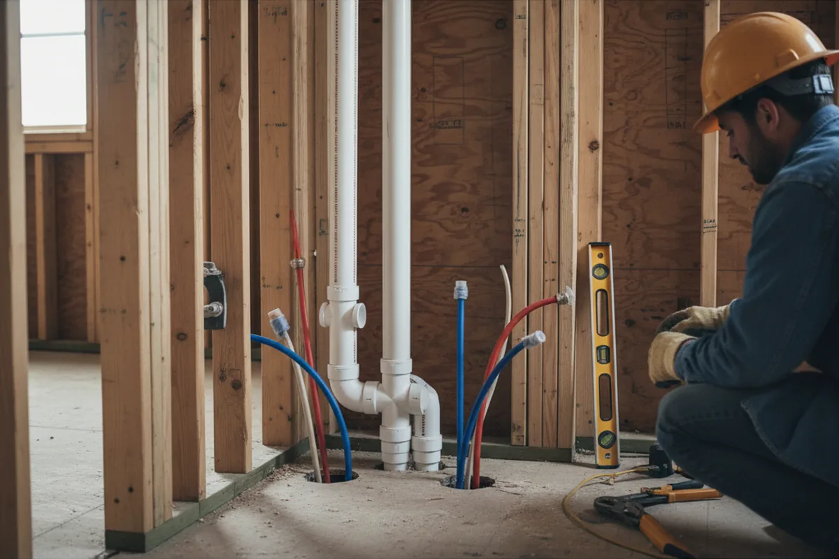 Drain and supply rough-in during Leak Detection in Clay City