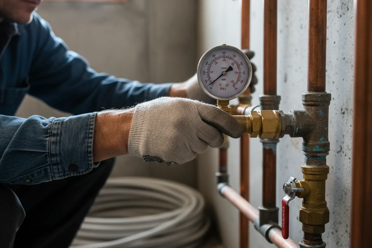 Pressure testing a repaired line during Water Line Repair in Clay City